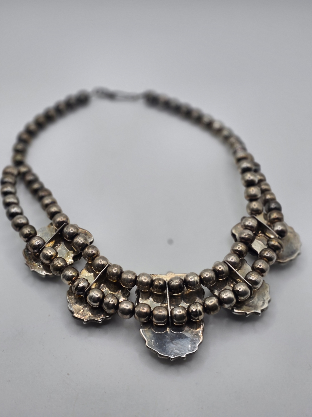 Vintage R. Williams Navajo Sterling Silver Turquoise Stone Parure - Picture 9 of 16